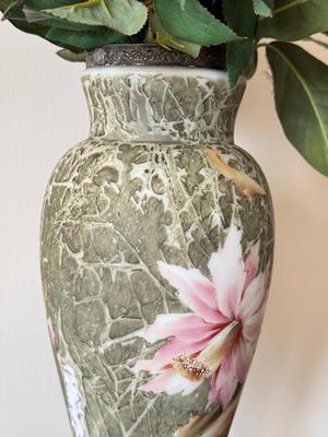 LOT 87L: Vintage Floral Porcelain Vase (17")