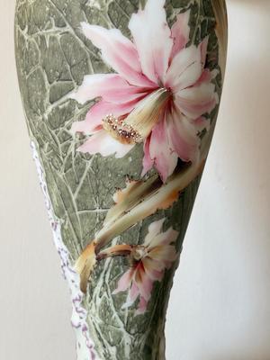 LOT 87L: Vintage Floral Porcelain Vase (17")