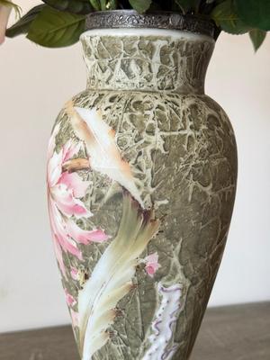 LOT 87L: Vintage Floral Porcelain Vase (17")