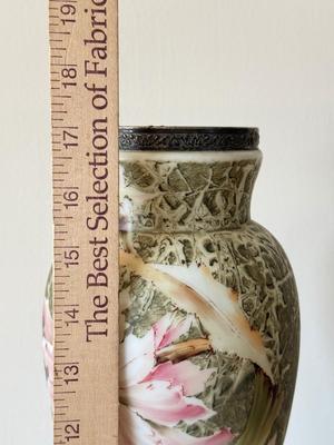 LOT 87L: Vintage Floral Porcelain Vase (17")