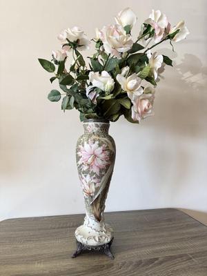 LOT 87L: Vintage Floral Porcelain Vase (17")