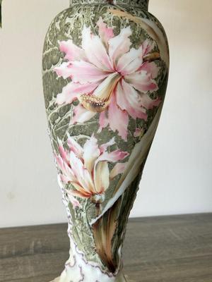 LOT 87L: Vintage Floral Porcelain Vase (17")