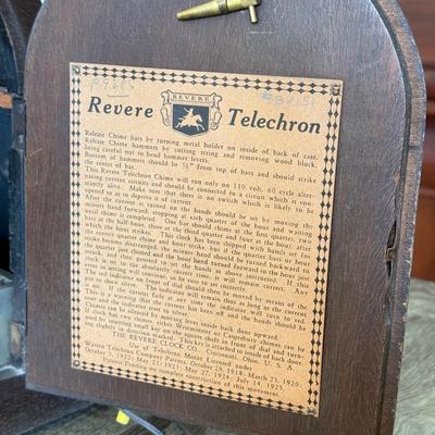 LOT 89F: Vintage Revere Clock Co Telechron Two Chime Mantel Clock