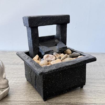 LOT 90F: Wooden Buddha, Ceramic Elephant & Heavy Tribal Carvings