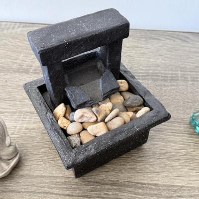 LOT 90F: Wooden Buddha, Ceramic Elephant & Heavy Tribal Carvings