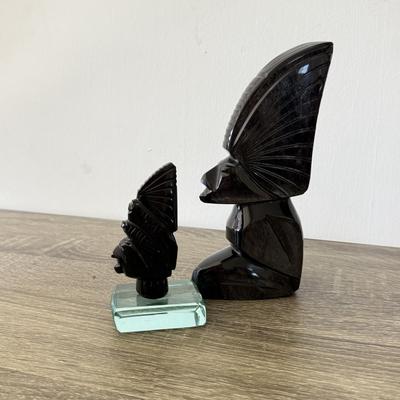 LOT 90F: Wooden Buddha, Ceramic Elephant & Heavy Tribal Carvings