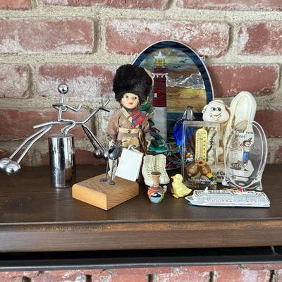 LOT 91F: Trinket collection: British Guard, Lighthouse Stained Glass, Dad's Shoes & More