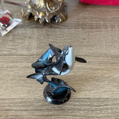 LOT 92F: Vintage Glass Shade Lamp, Abalone Fish, Magnifying Glass & More