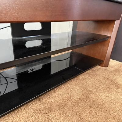 LOT 95F: Tempered Glass TV Stand w/ Drawer