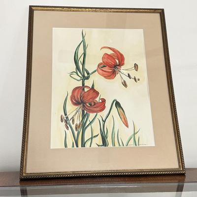 LOT 99F: Signed Grace E. Lansing Floral Artwork (14.5" X 18")