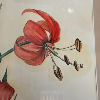 LOT 99F: Signed Grace E. Lansing Floral Artwork (14.5" X 18")