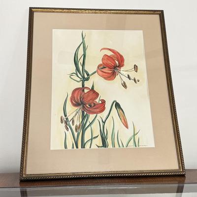LOT 99F: Signed Grace E. Lansing Floral Artwork (14.5" X 18")
