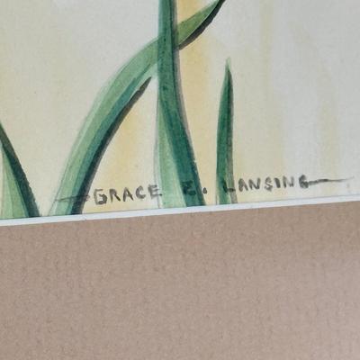 LOT 99F: Signed Grace E. Lansing Floral Artwork (14.5" X 18")