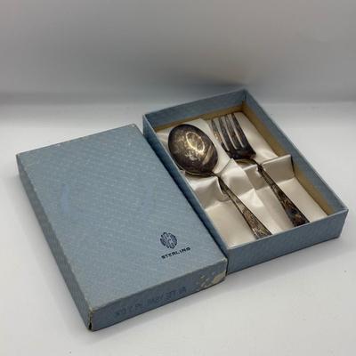 LOT 110J: Vintage Web Sterling Silver Fork & Spoon w Original Box (26.52g)