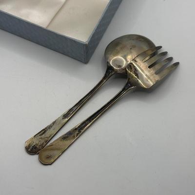 LOT 110J: Vintage Web Sterling Silver Fork & Spoon w Original Box (26.52g)
