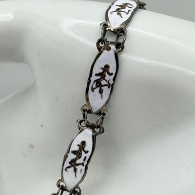 LOT 115J: Vintage 1920's Sterling Silver Nielloware Thai Diety Screwback Earrings & Vintage SIAM Sterling Silver Niello Enamel...