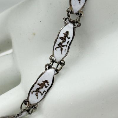 LOT 115J: Vintage 1920's Sterling Silver Nielloware Thai Diety Screwback Earrings & Vintage SIAM Sterling Silver Niello Enamel...