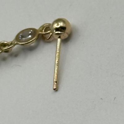 LOT 124J: 14kt Gold CZ Drop Pierced Earrings w/ Box (1.19g)