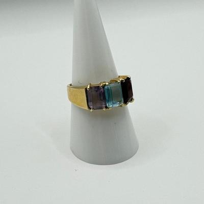 LOT 127J: Size 8 14kt Gold Gemstone Ring (5.19g)
