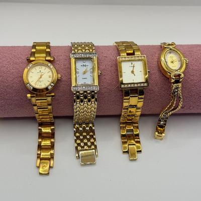LOT 130: Goldtone Watches: Monroe Quartz, Timex & Piere Cardin