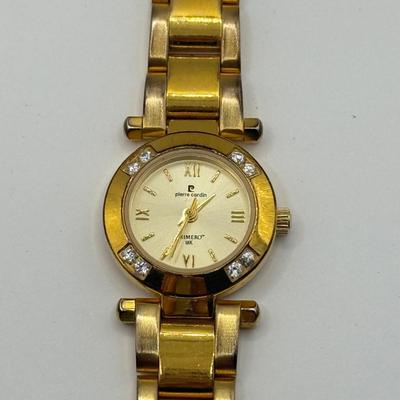 LOT 130: Goldtone Watches: Monroe Quartz, Timex & Piere Cardin