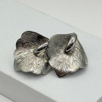LOT 133J: Vintage Intaglio Earrings, Silvertone Leaf Earrings, Coin Purse & Black Clip EArrings