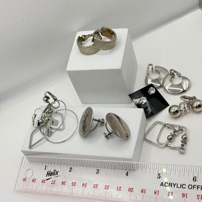 LOT 134J: Silvertone Earrings: Vendome, Trifari & More