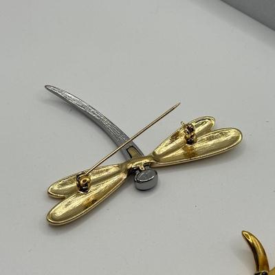 LOT 135J: Monet Clip Earrings, Vendome Ring, Dragonfly Pin & More Jewelry