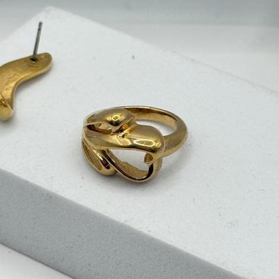 LOT 135J: Monet Clip Earrings, Vendome Ring, Dragonfly Pin & More Jewelry