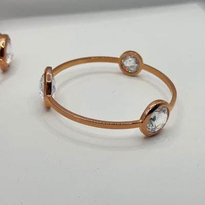 LOT 138J: Rose Gold Jewelry Collection: Apple Watch Band, Henri Bendel Bangles, Studio Time Quartz Cuff Watch, Geneva Watch & More