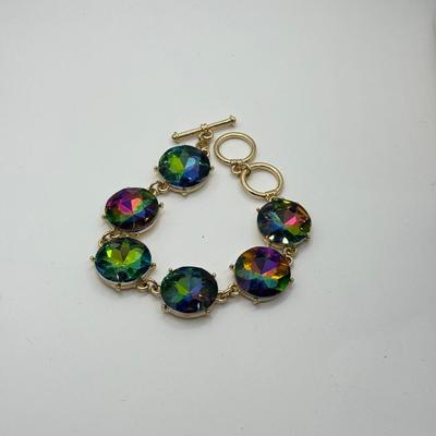 LOT 139J: Colorful Stone Bead Necklaces, Croft & Barrow Drop Earrings, Flower Stretch Bracelet, Watermelon Crystal Bracelet, Colorful...