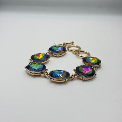 LOT 139J: Colorful Stone Bead Necklaces, Croft & Barrow Drop Earrings, Flower Stretch Bracelet, Watermelon Crystal Bracelet, Colorful...