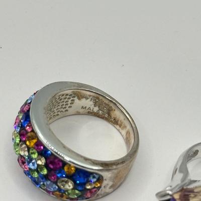 LOT 139J: Colorful Stone Bead Necklaces, Croft & Barrow Drop Earrings, Flower Stretch Bracelet, Watermelon Crystal Bracelet, Colorful...