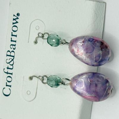 LOT 139J: Colorful Stone Bead Necklaces, Croft & Barrow Drop Earrings, Flower Stretch Bracelet, Watermelon Crystal Bracelet, Colorful...