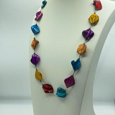 LOT 139J: Colorful Stone Bead Necklaces, Croft & Barrow Drop Earrings, Flower Stretch Bracelet, Watermelon Crystal Bracelet, Colorful...