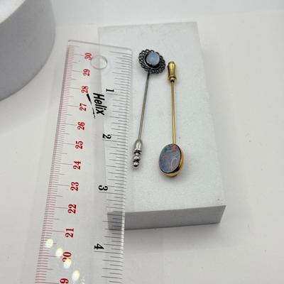 LOT 142: Vintage Stick Pins incl. Gold Fill, Vintage Eldorado 17 Jewels Ladies' Watch & Vintage Bulova 10k Gold Filled Watch Face