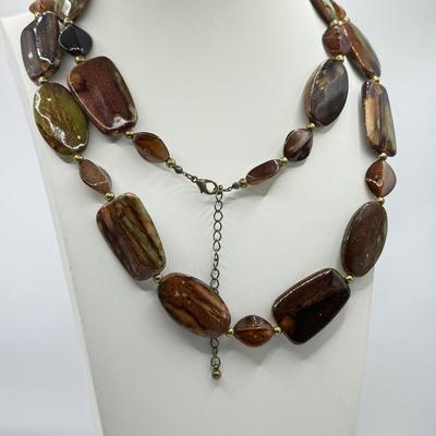 LOT 147J: Earth Tone Jewelry: Statement Necklaces, Earrings & Crystal Bracelet