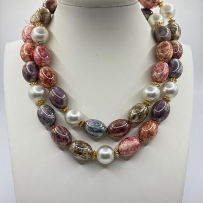 LOT 147J: Earth Tone Jewelry: Statement Necklaces, Earrings & Crystal Bracelet