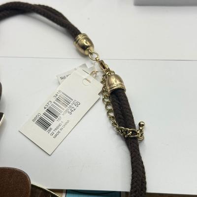 LOT 147J: Earth Tone Jewelry: Statement Necklaces, Earrings & Crystal Bracelet