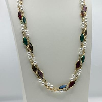 LOT 149J: Beaded Necklaces, Enamel Hinge Bangle Bracelet, Ring, Earrings