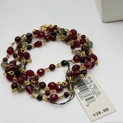 LOT 149J: Beaded Necklaces, Enamel Hinge Bangle Bracelet, Ring, Earrings