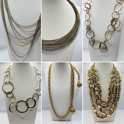LOT 151J: Six Goldtone Necklaces: Chico’s, Macy’s & More