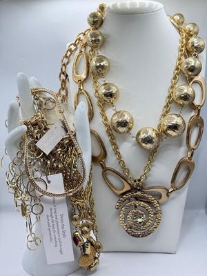 LOT 152J: Collection of Goldtone Fashion Necklaces: NY, Chico’s & More