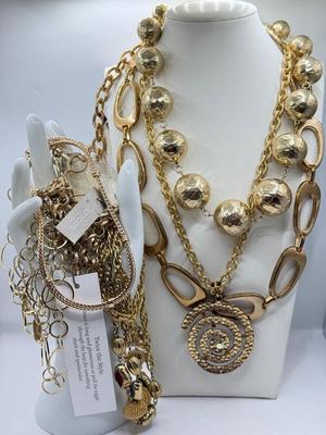 LOT 152J: Collection of Goldtone Fashion Necklaces: NY, Chico’s & More