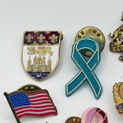 LOT 154J: Misc Pins & Pendants: Ribbons, Flags, Blood Donor