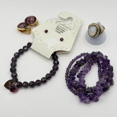LOT 155J: Amethyst Bracelets, Swarovski Bracelet & More
