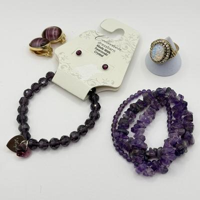 LOT 155J: Amethyst Bracelets, Swarovski Bracelet & More