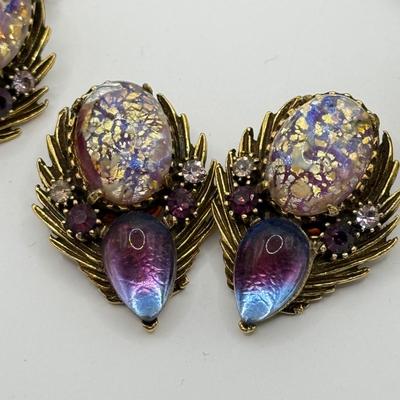 LOT 156J: Vintage Florenza Set: Sweater Clip & Clip on Earrings