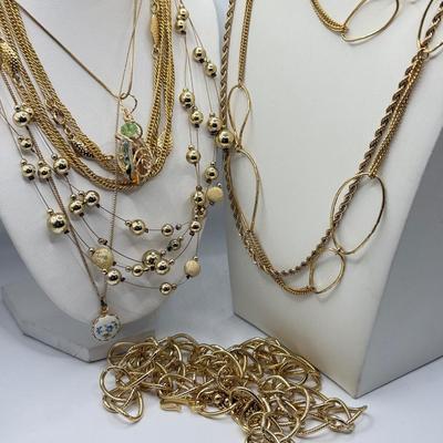 LOT 157J: Collection of Goldtone Necklaces: Aigner, Monet & More