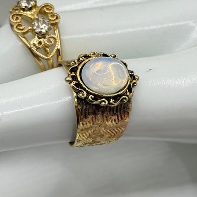 LOT 158J: Pink & Gold Tone Necklaces, Rings & Earrings